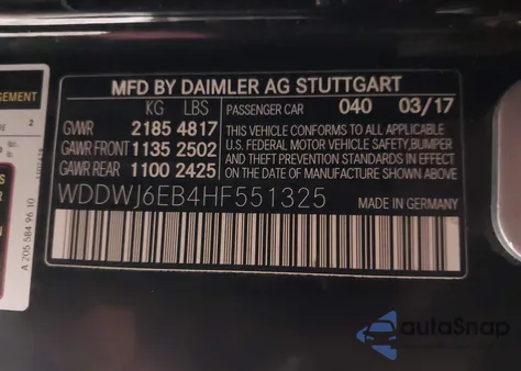 2017 Mercedes-Benz Amg C 43 4Matic from USA, damaged, VIN WDDWJ6EB4HF551325